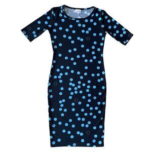 LuLaRoe Women's Dress Julia Bodycon Black Blue Geometric Size XXSmall EUC